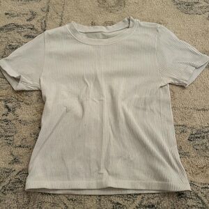 Pink Rose Ribbed White Crop Top